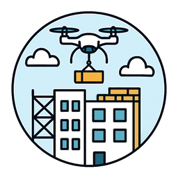 Image of drone constructing a building